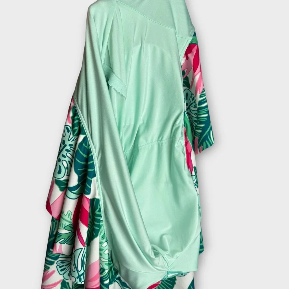 Matilda Jane Palm Tree Paradise One-Piece Ruffle Swimsuit Tropical Modest Large